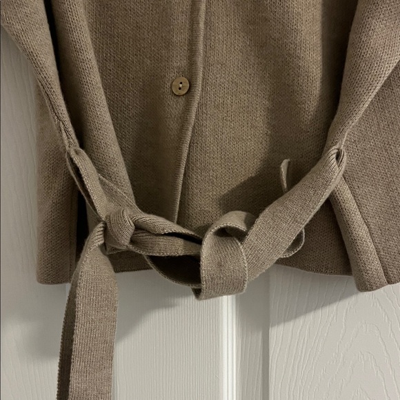 Zara Wool Button-Down Tie Waist Top - Picture 3 of 5
